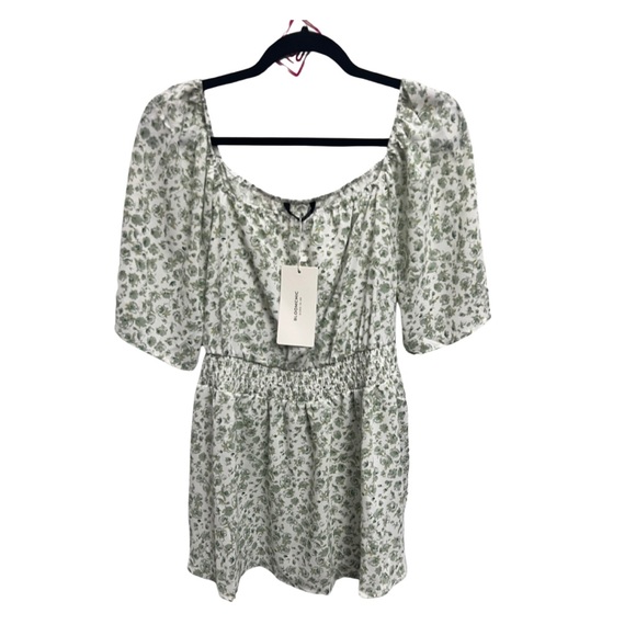 NWT Green Bloomchic Floral Short Sleeve Blouse - Picture 2 of 8